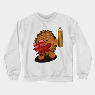 Hedgehog Knight with Leaf Shield and Pencil Sword Crewneck Sweatshirt